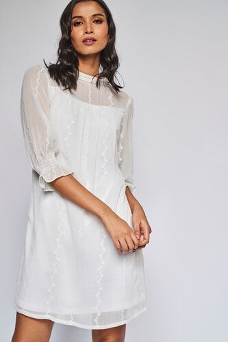White Solid Flared Dress, , image 4