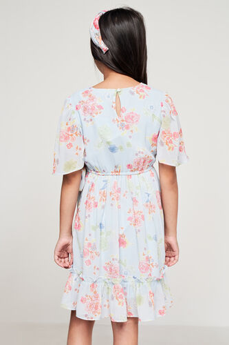 Blue Floral Flared Dress, Blue, image 5