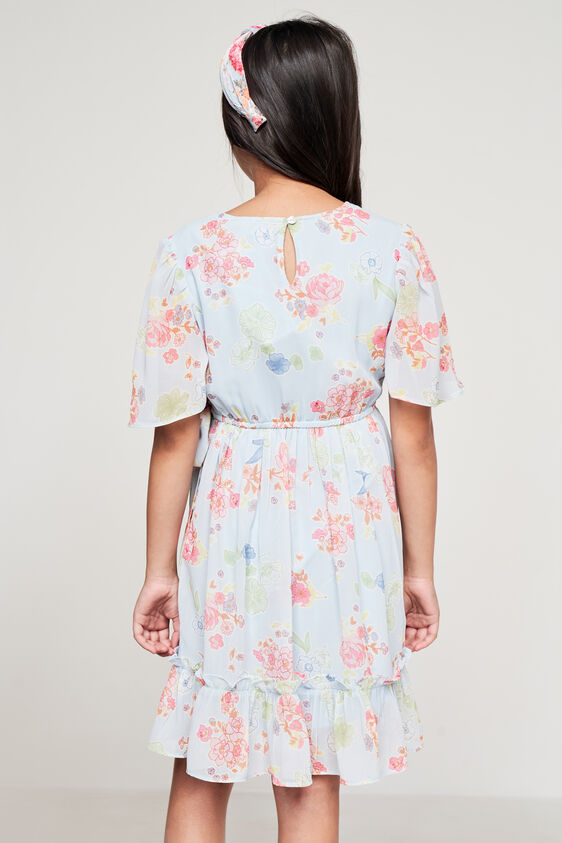 Blue Floral Flared Dress, Blue, image 5