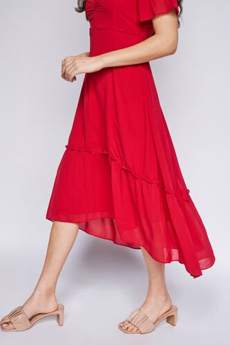 4 - Red Solid Fit & Flare Gown, image 4