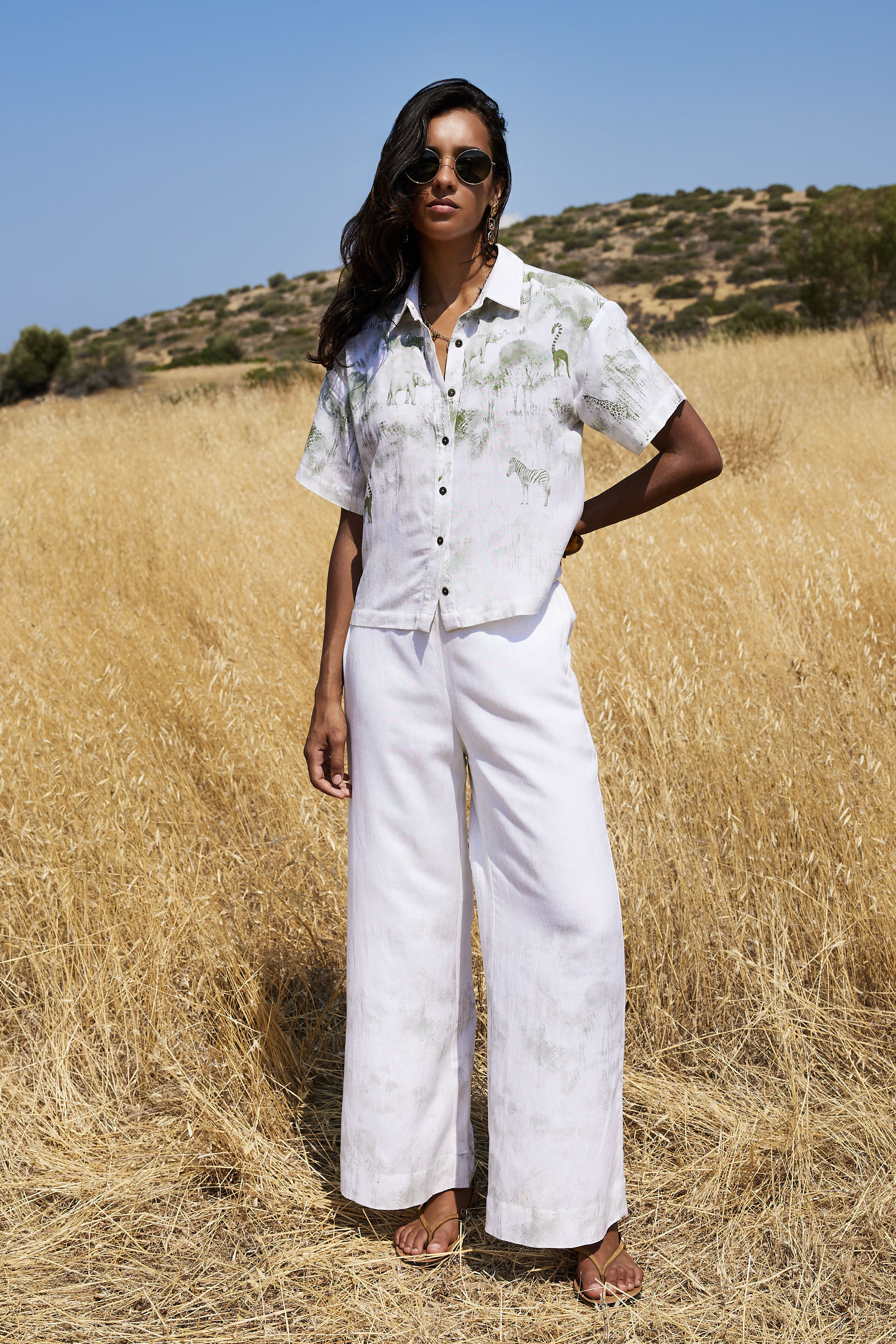 Jane Printed Co-ord Set, Green, image 1