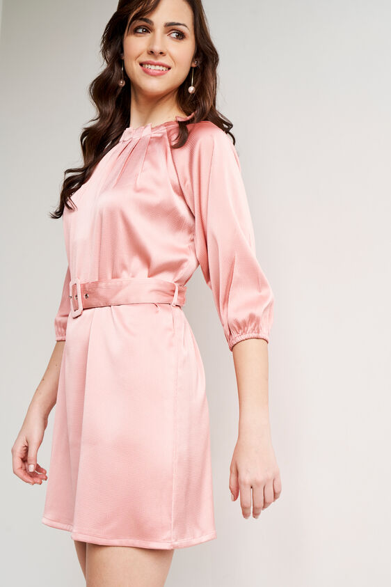 Peach Solid Straight Dress, Peach, image 1