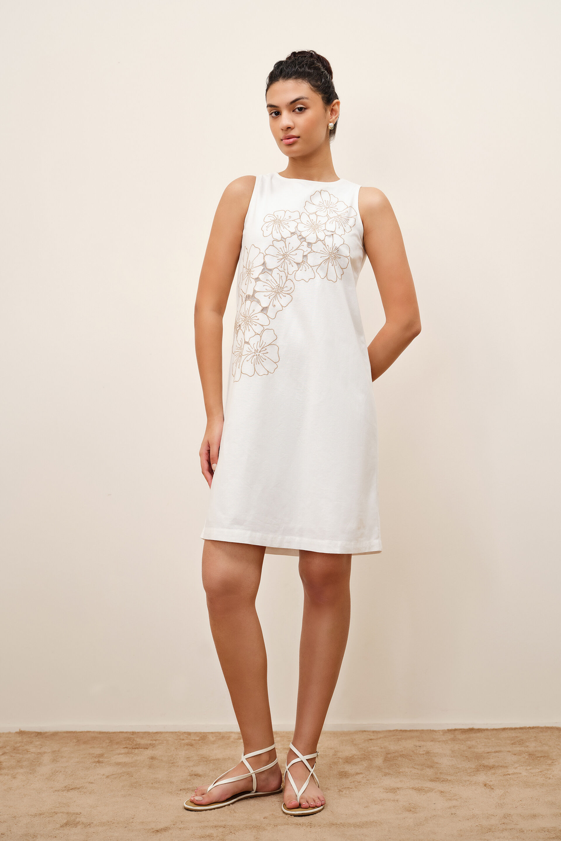 White Embroidered Shift Dress