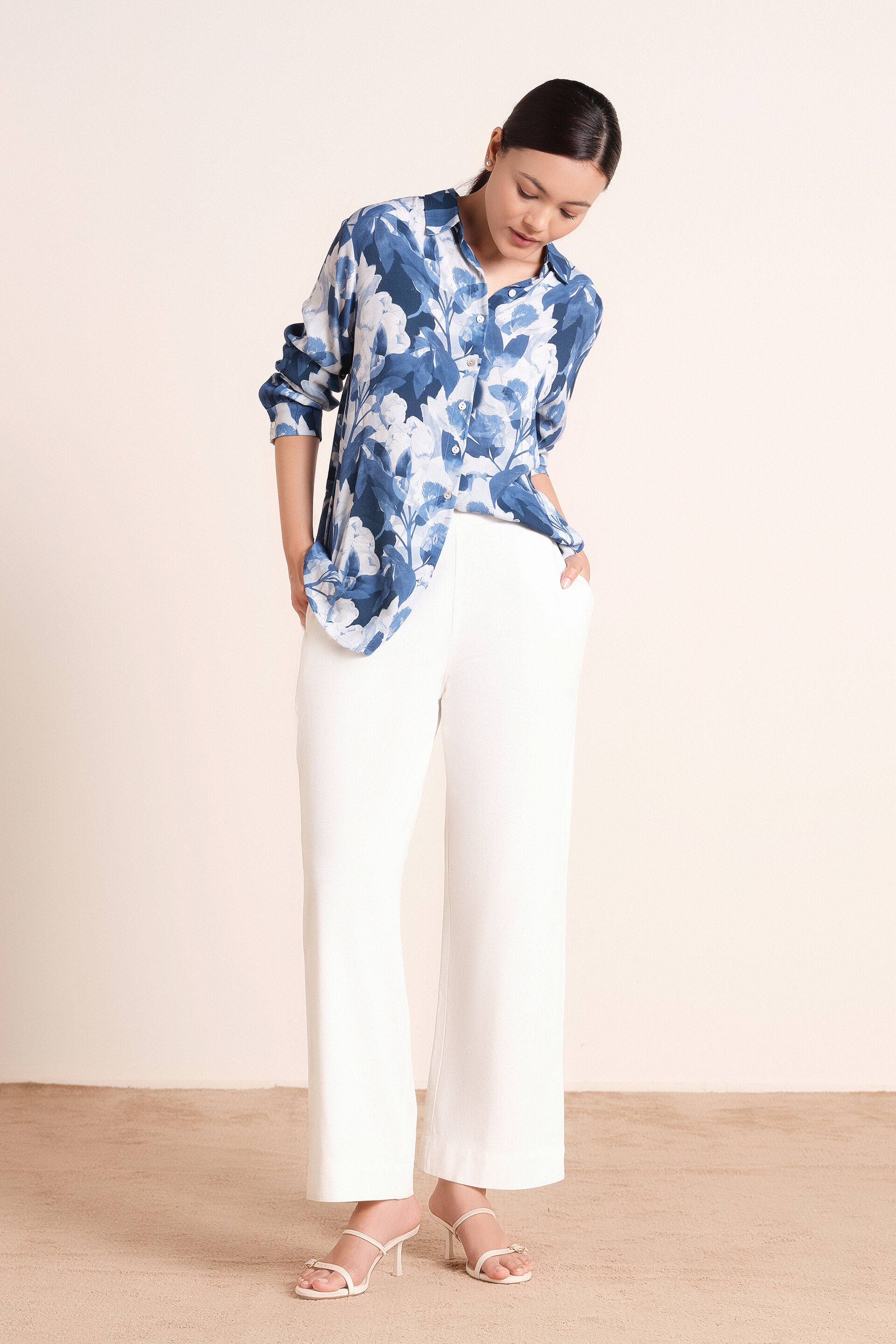 Marisol Crepe Shirt, Blue, image 5
