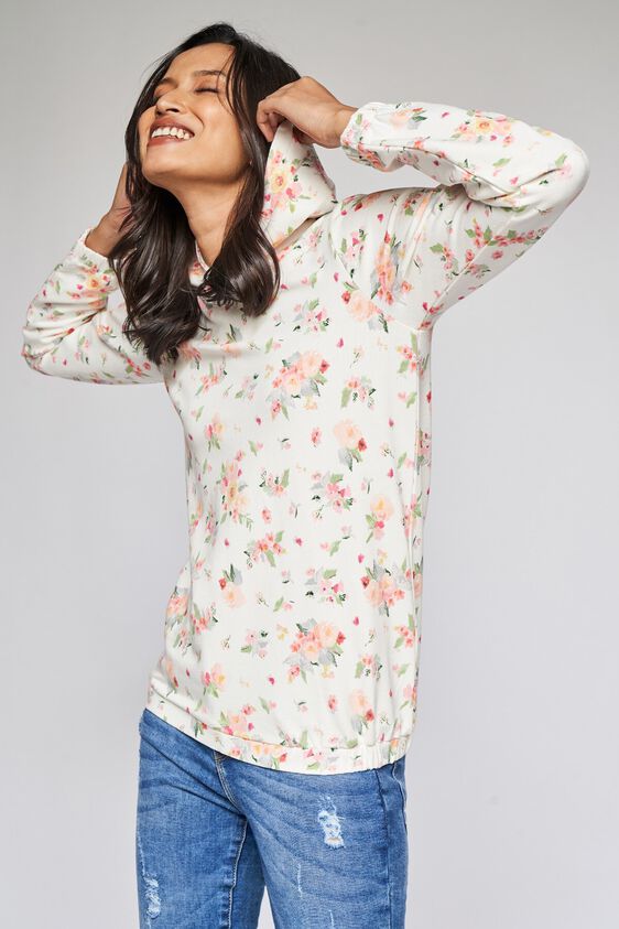 3 - White Floral Sweater Top, image 3