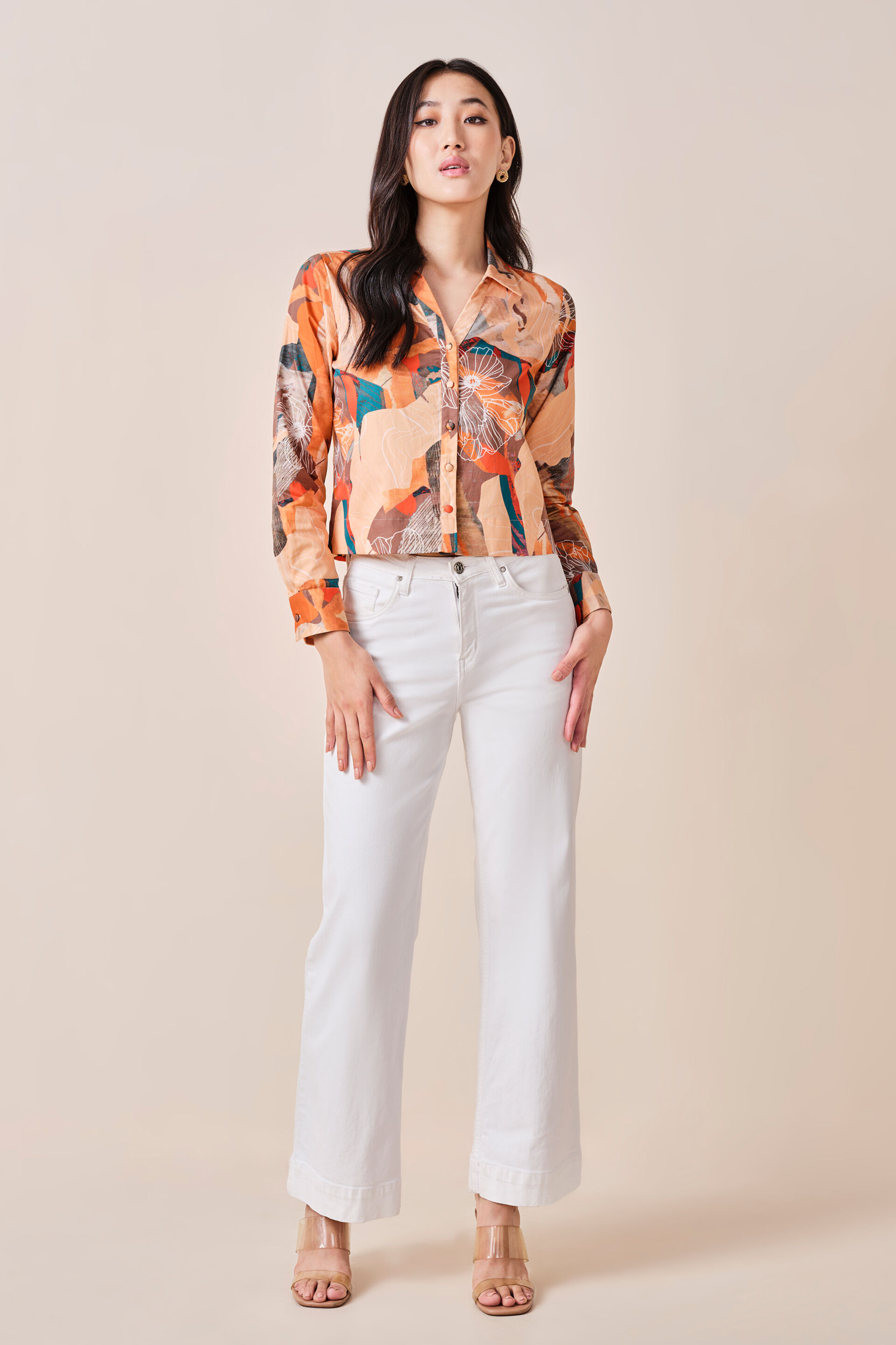 Sienna Cotton Shirt, Orange, image 2