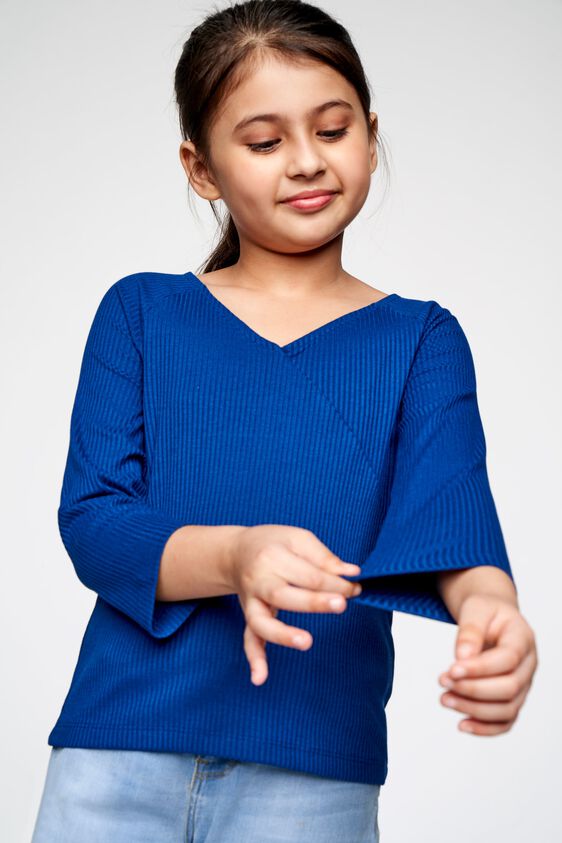 1 - Navy Blue Solid Straight Top, image 1