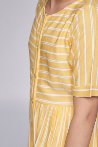 6 - Yellow Stripes Flared Dress, image 6