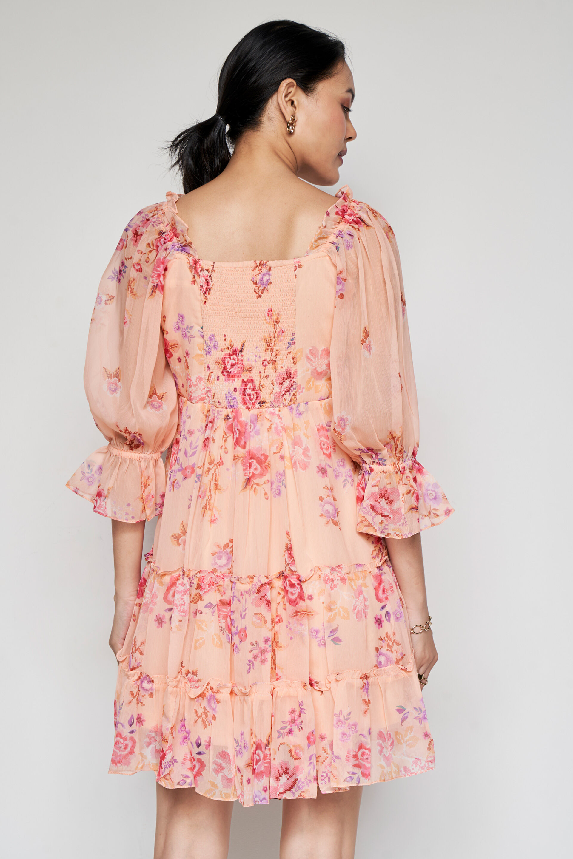 Sunup Floral Dress, Peach, image 6