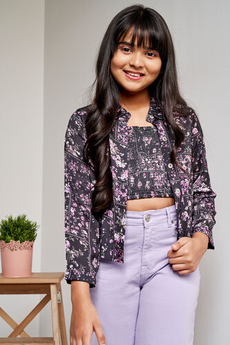 Black Floral Straight Suit, Black, image 4