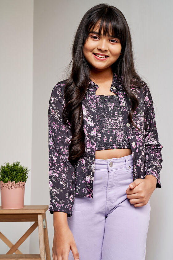 Black Floral Straight Suit, Black, image 4