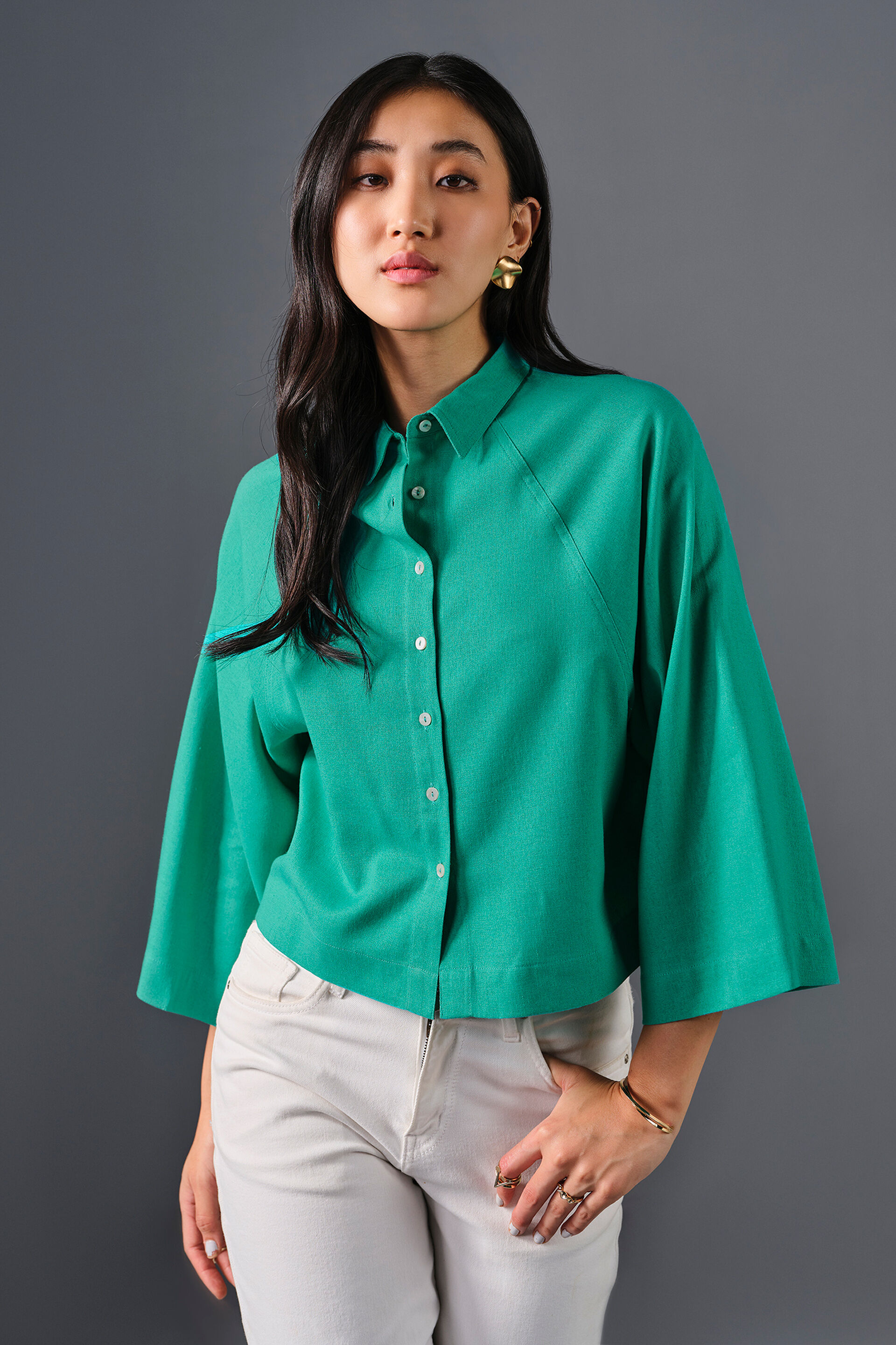 Sway Viscose Shirt, Turquoise, image 1