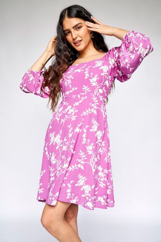 3 - Purple Floral Fit and Flare Dress, image 3