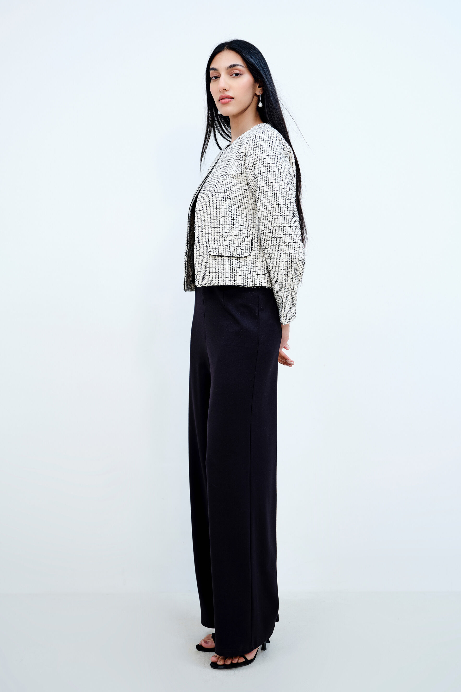 Black & White Tweed Jacket, White, image 4