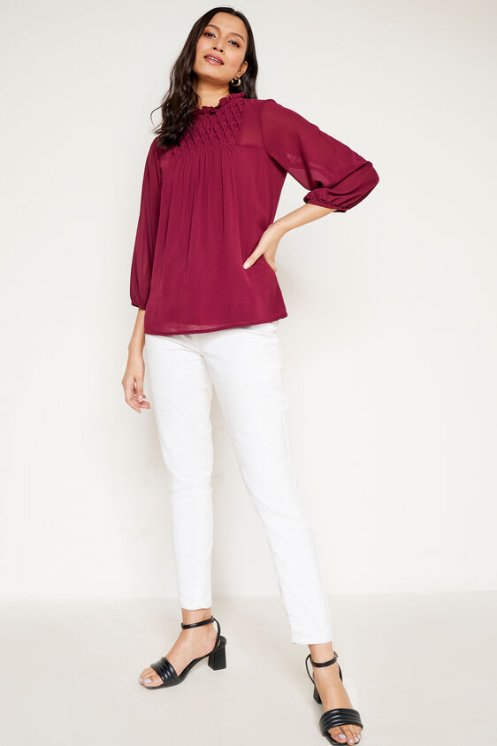 Maroon Solid Straight Top, Maroon, image 3