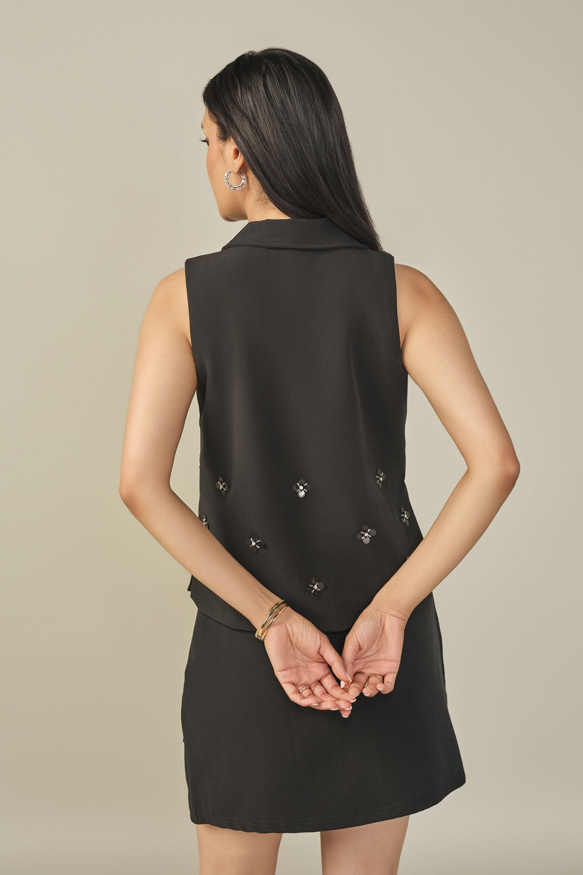 Embellished Jacket in Black, Black, image 6