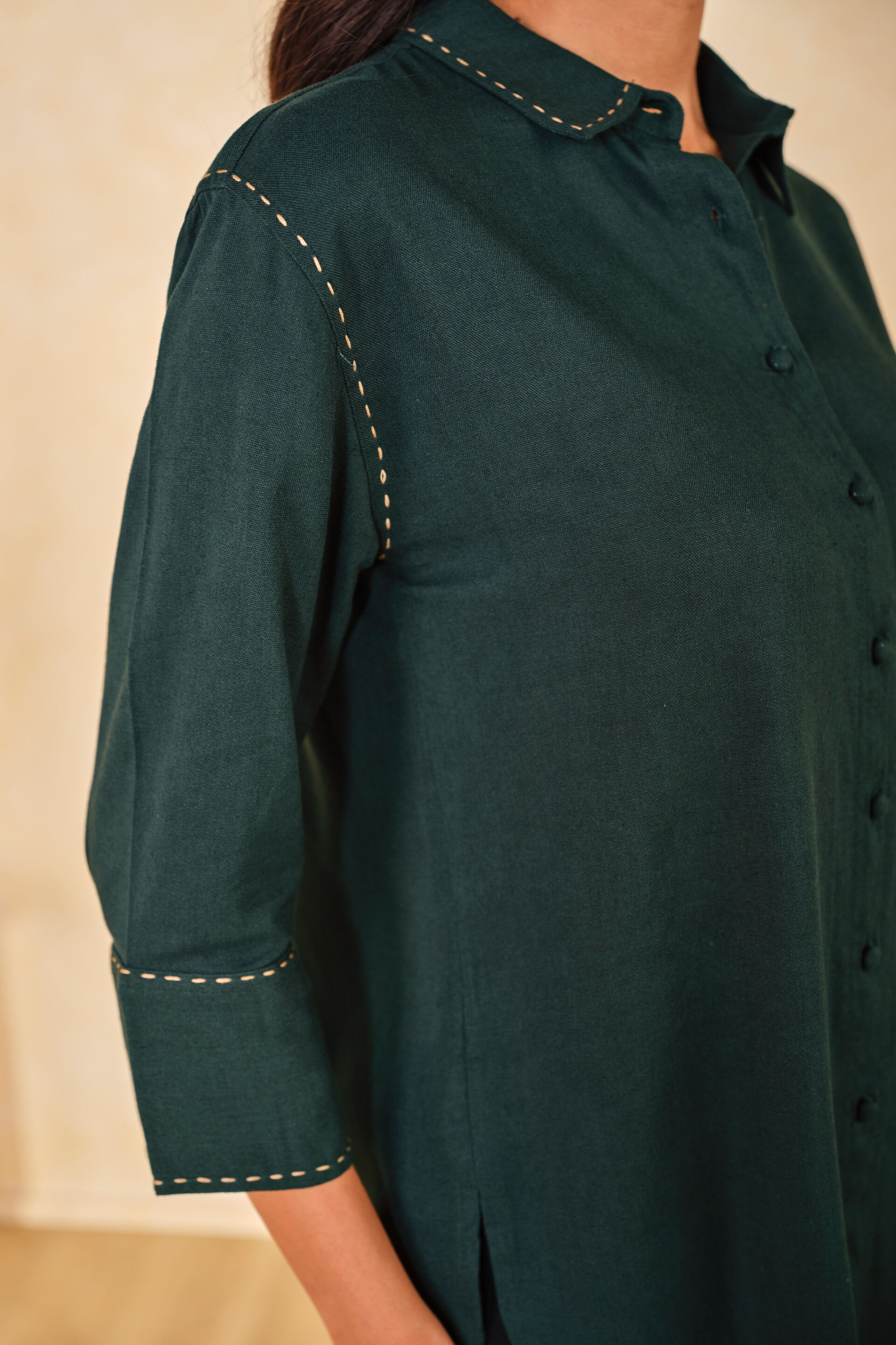 Athena Viscose-blend Shirt, Emerald Green, image 4