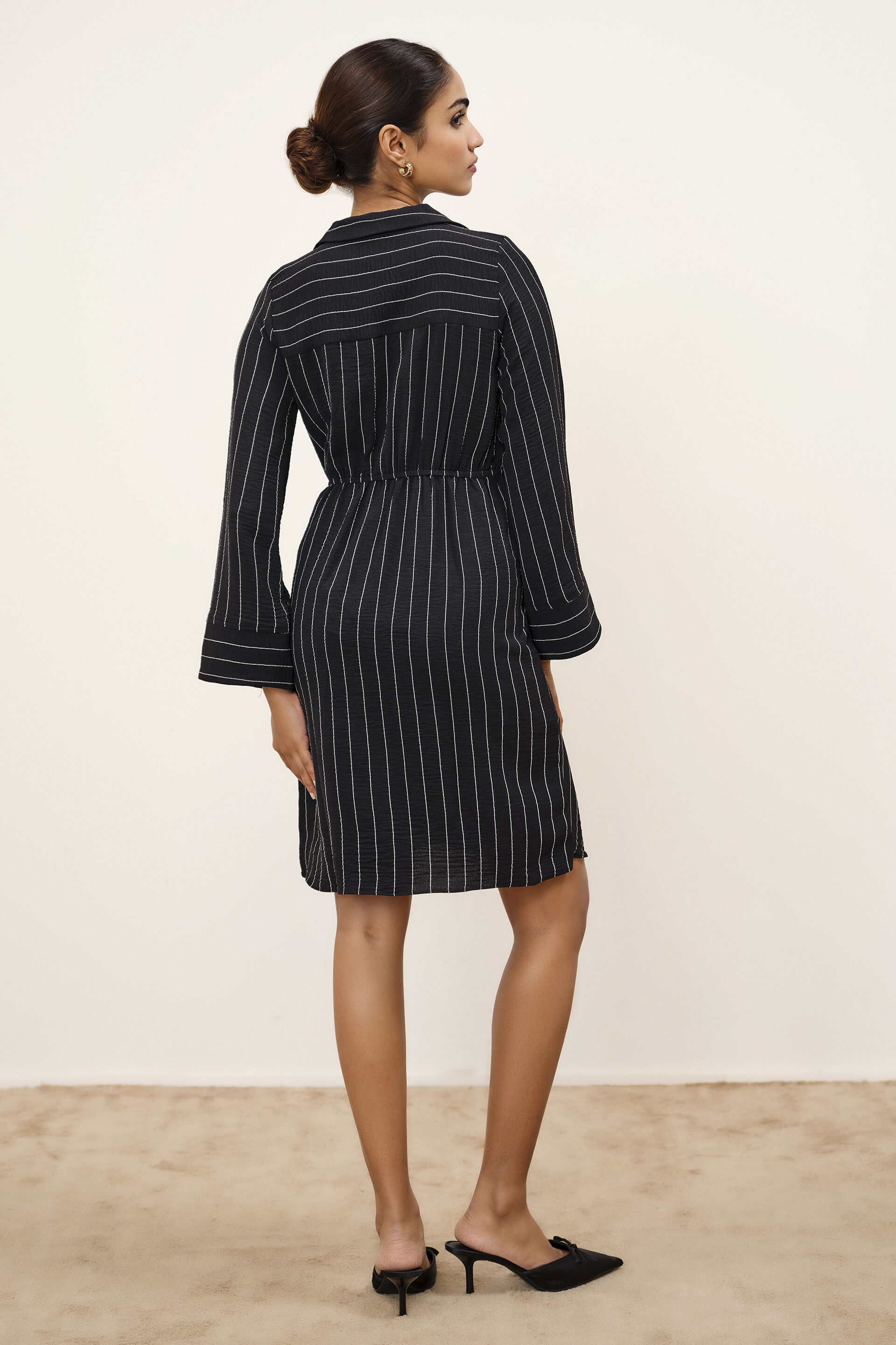Charis Black Pinstripe Dress, Black, image 5