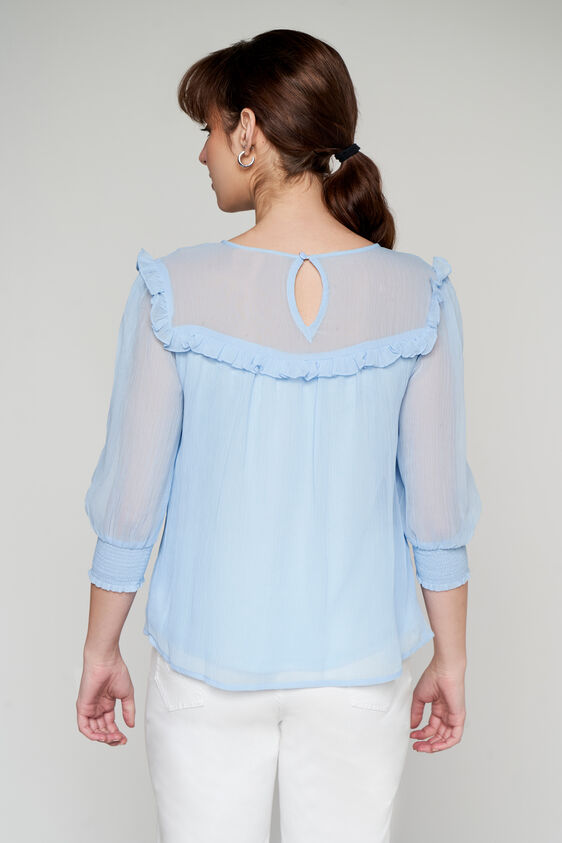 Sky Blue Solid Straight Top, Sky Blue, image 5