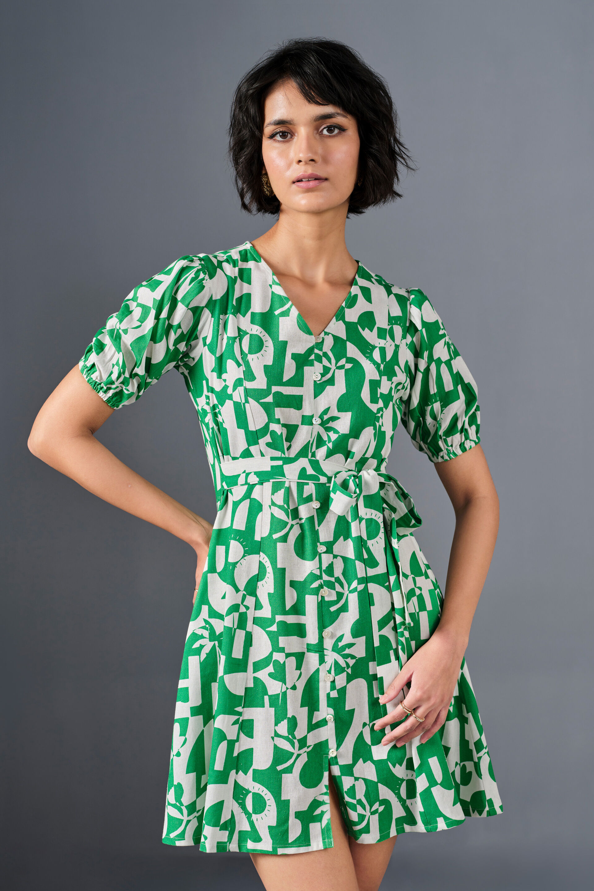 Truly Jade Viscose Blend Dress, White, image 3