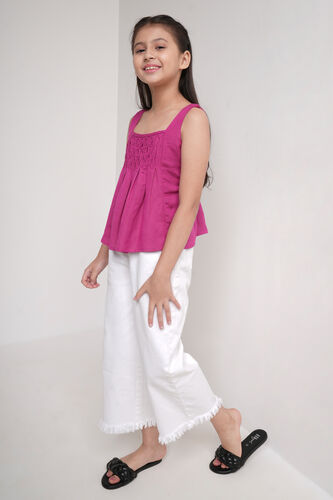 Magenta Sleeveless Flared Top, Magenta, image 3
