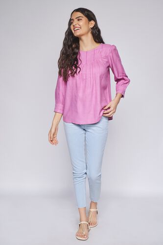 3 - Lilac Self Design Blouson Top, image 3