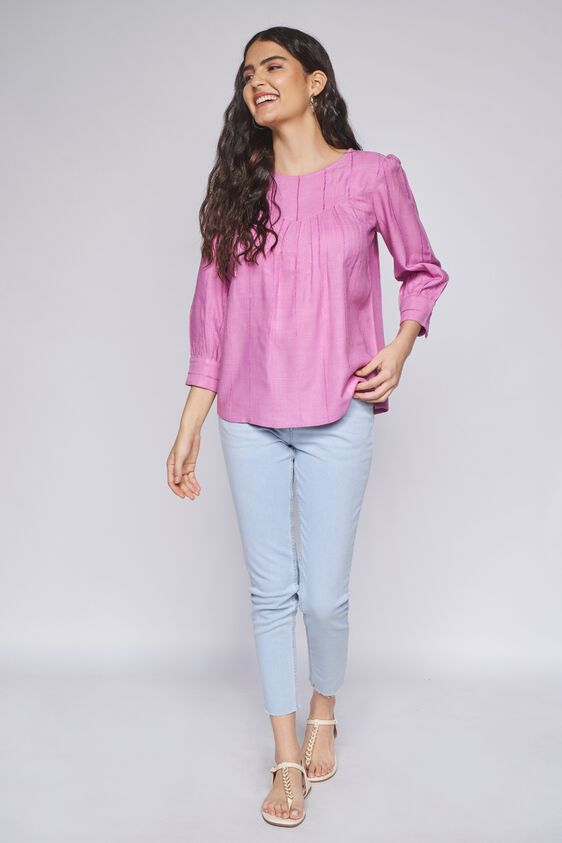 3 - Lilac Self Design Blouson Top, image 3