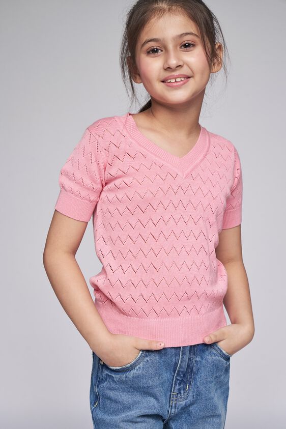 4 - Pink Self Design Straight Top, image 4