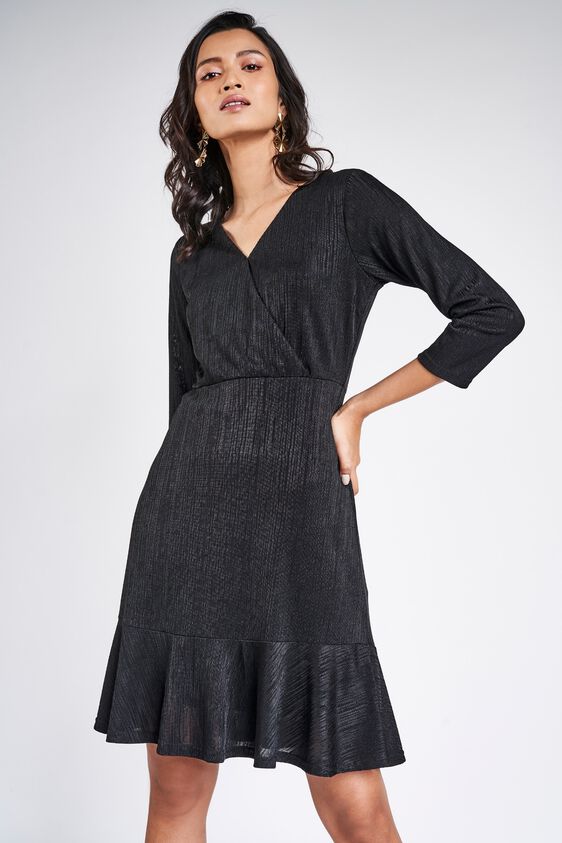 5 - Black Solid Fit And Flare Dress, image 5