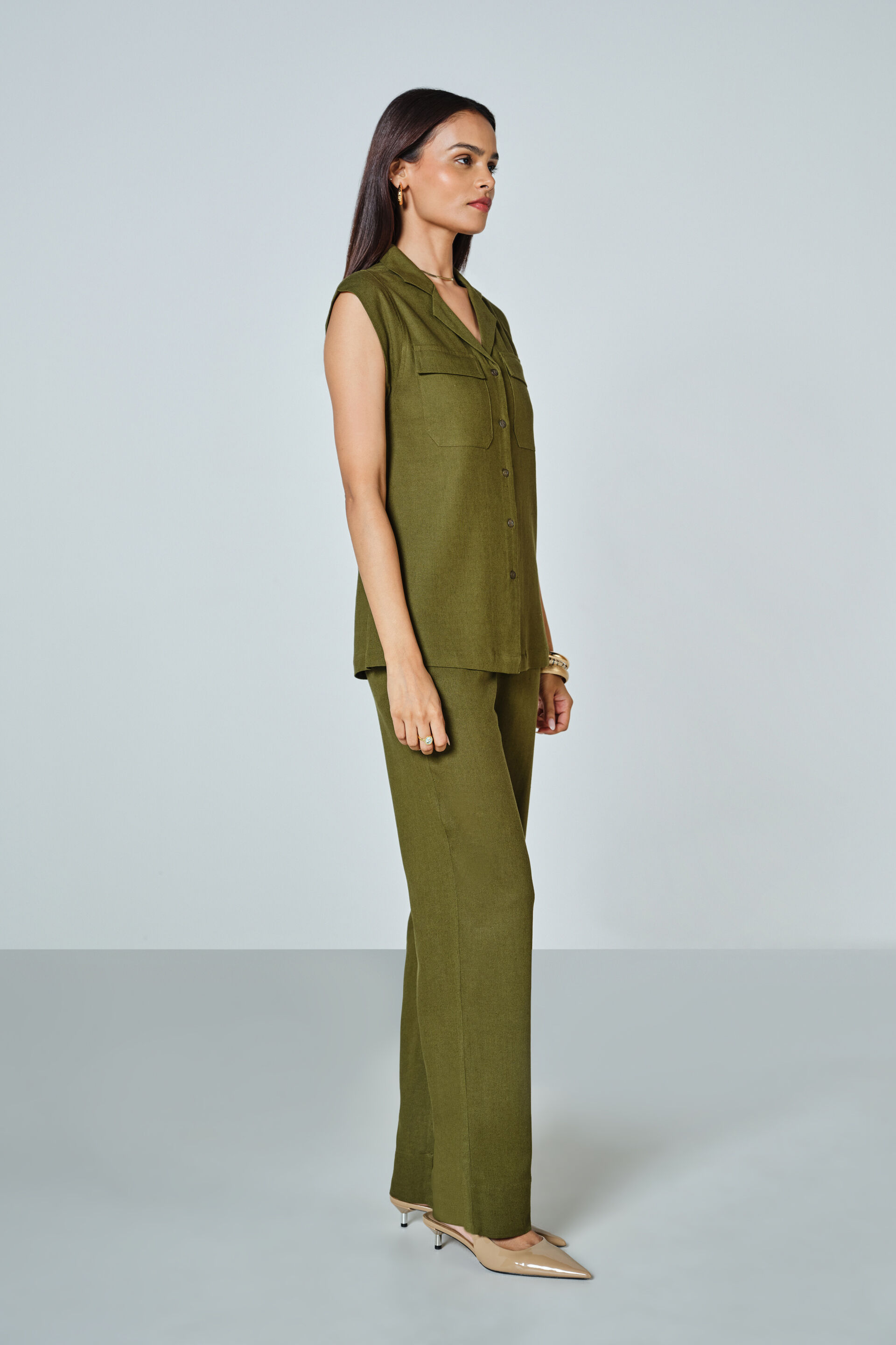 Camille Co-ord Set, Olive, image 4
