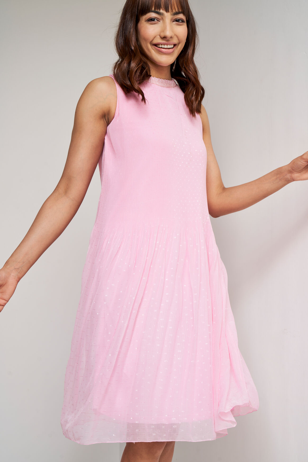 Pink Solid Straight Dress, Pink, image 2