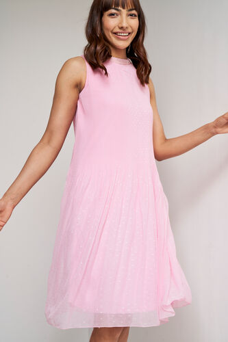 Pink Solid Straight Dress, Pink, image 2