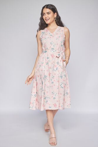 3 - Pink Floral Fit & Flare Dress, image 3