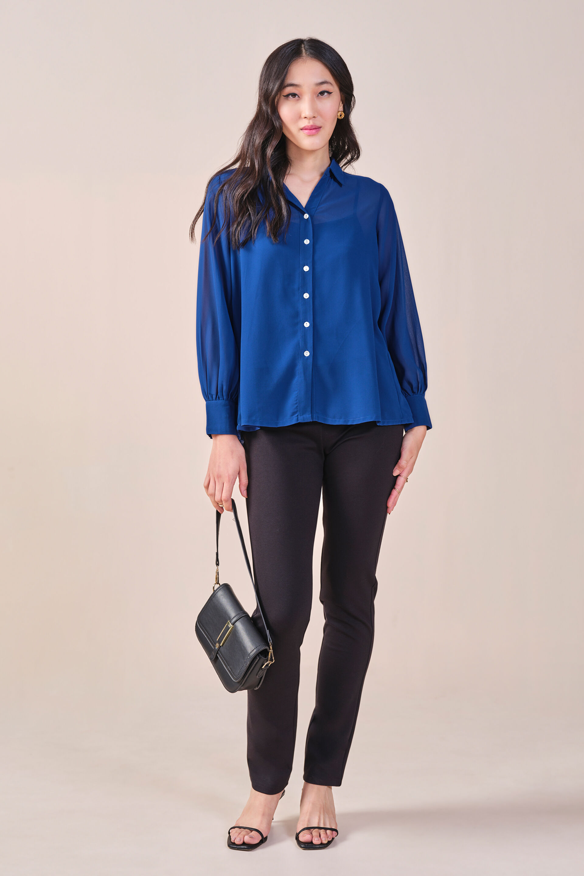 Delilah Printed Shirt, Navy Blue, image 2