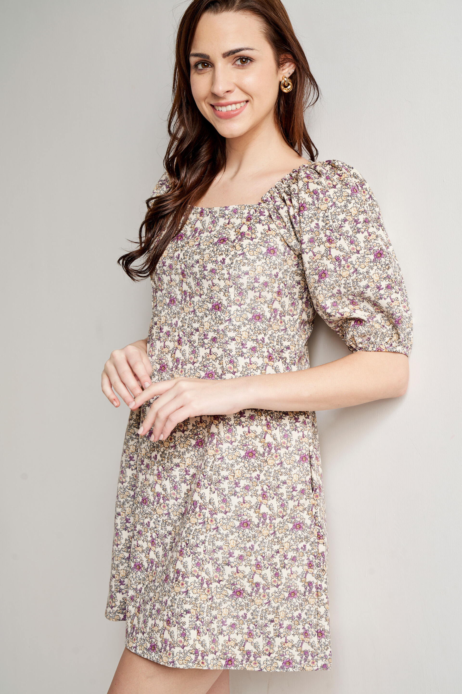 Multi Flared Floral Dress, Multi Color, image 4
