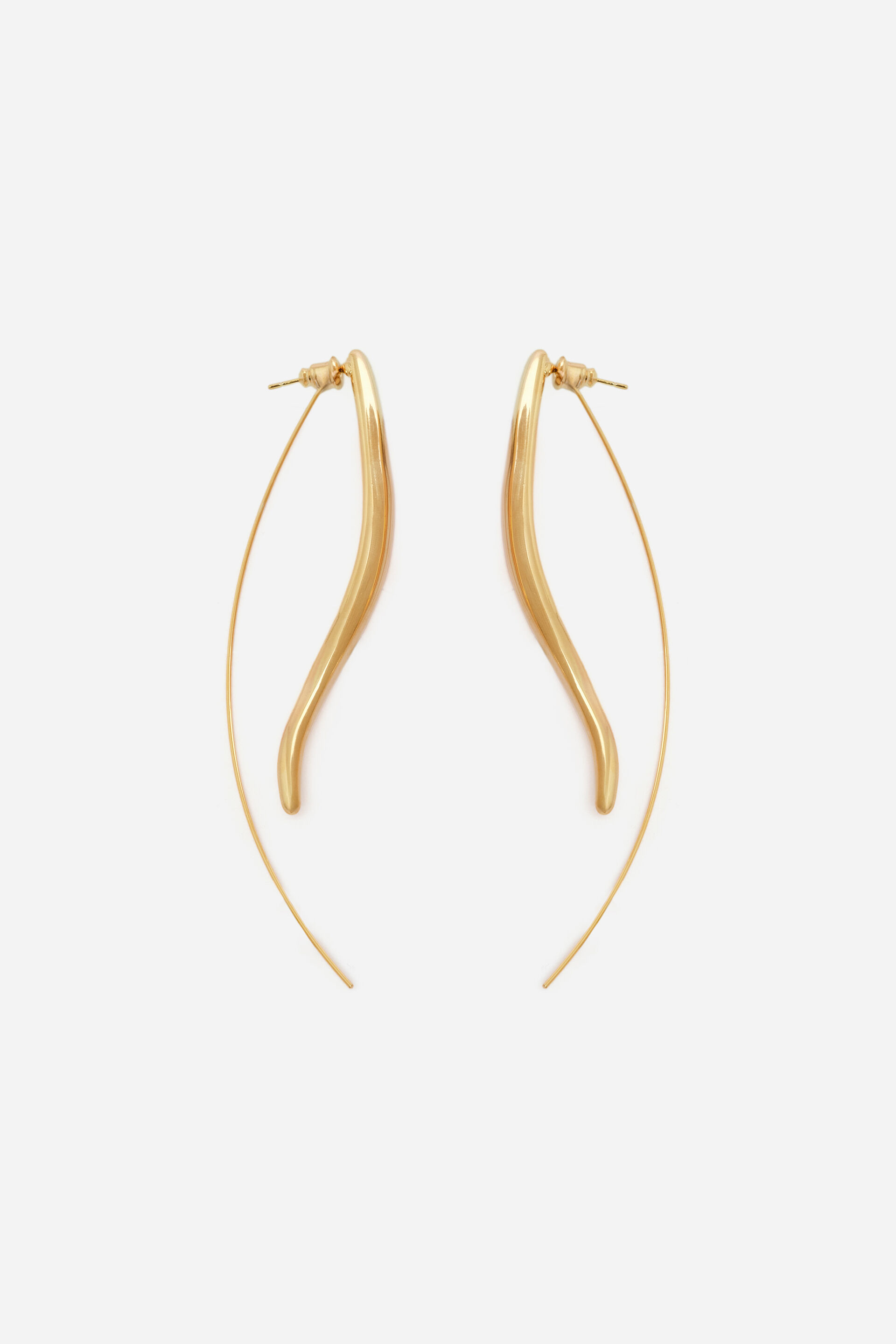 Gold Wave Drop Earrings, , image 1