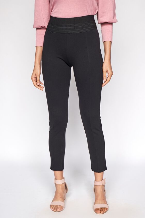 2 - Black Self Design Straight Bottom, image 1