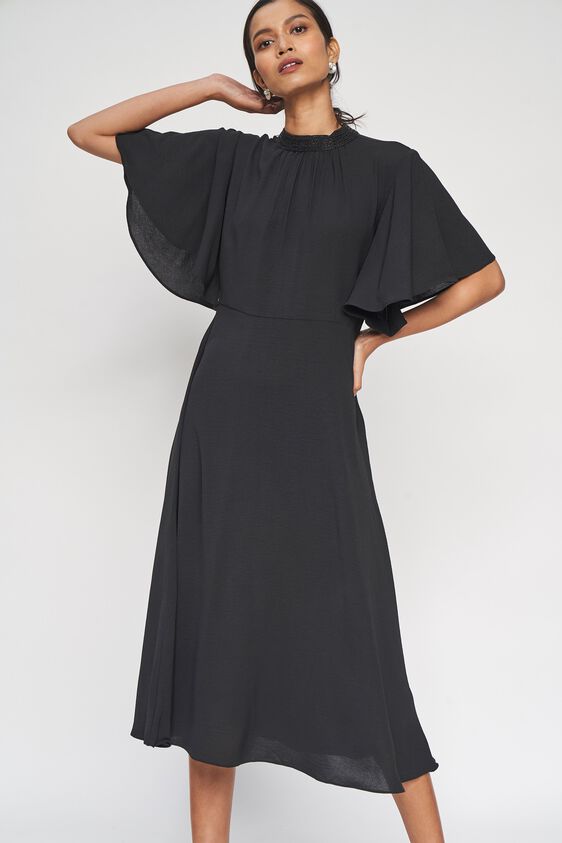 1 - Black Solid Dress, image 1