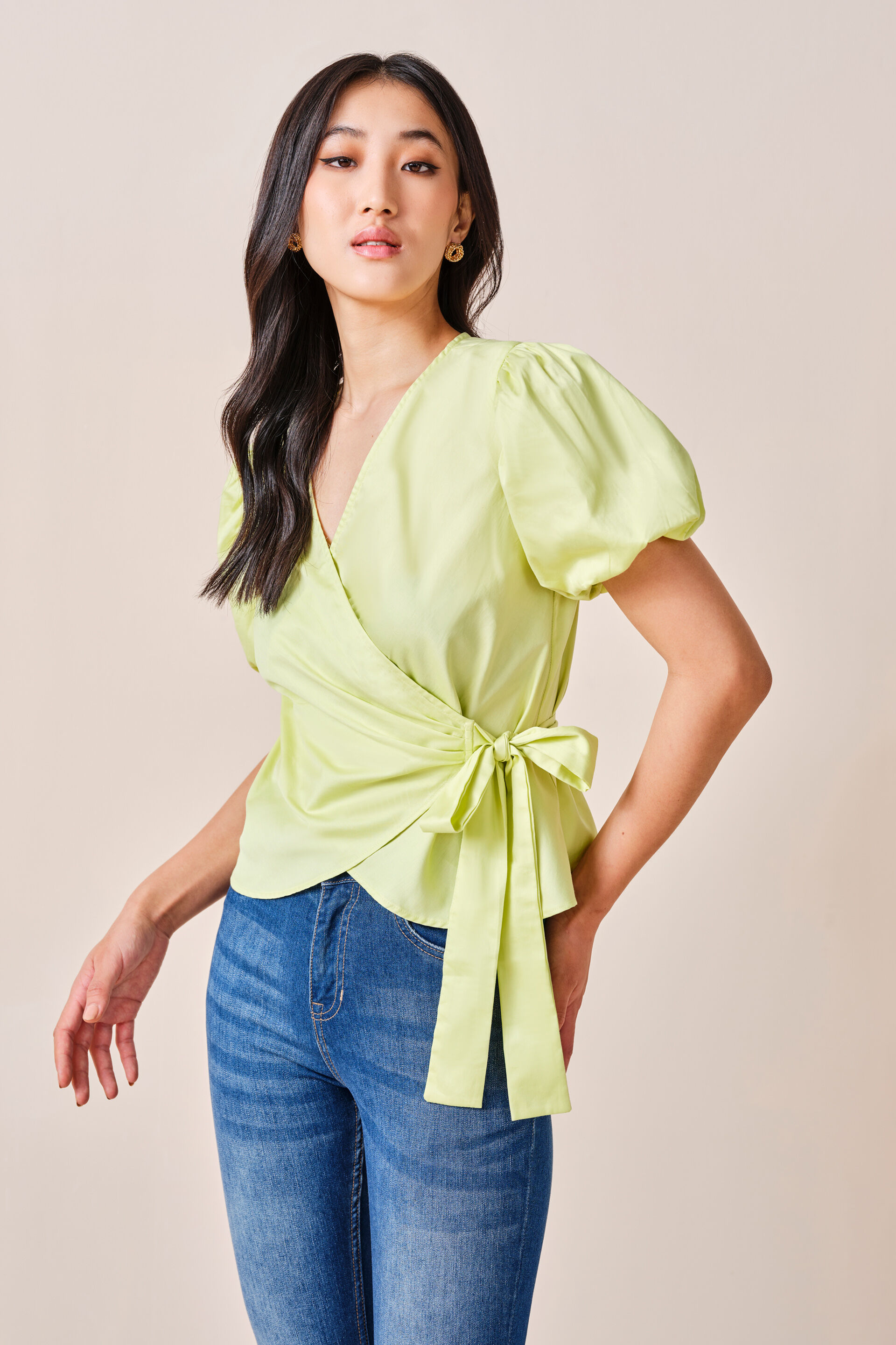 Cecilia Cotton Top, Lime Green, image 3