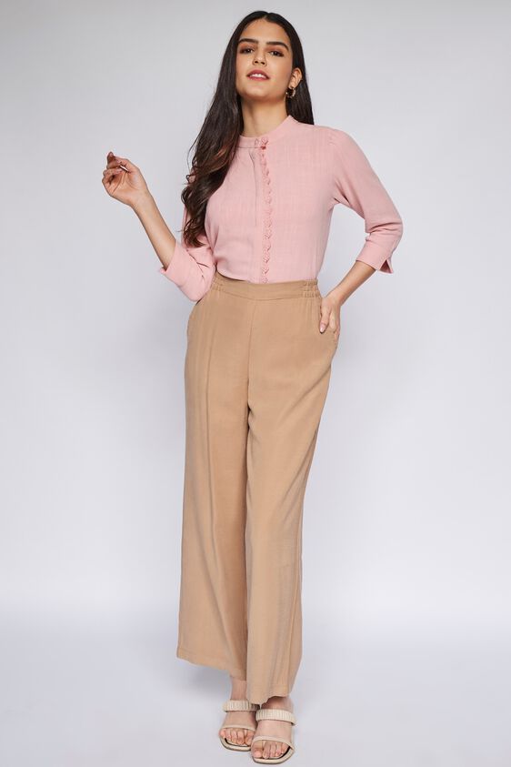Pink Solid Curved Top, Pink, image 1