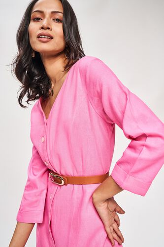 5 - Pink Solid Fit And Flare Dress, image 5
