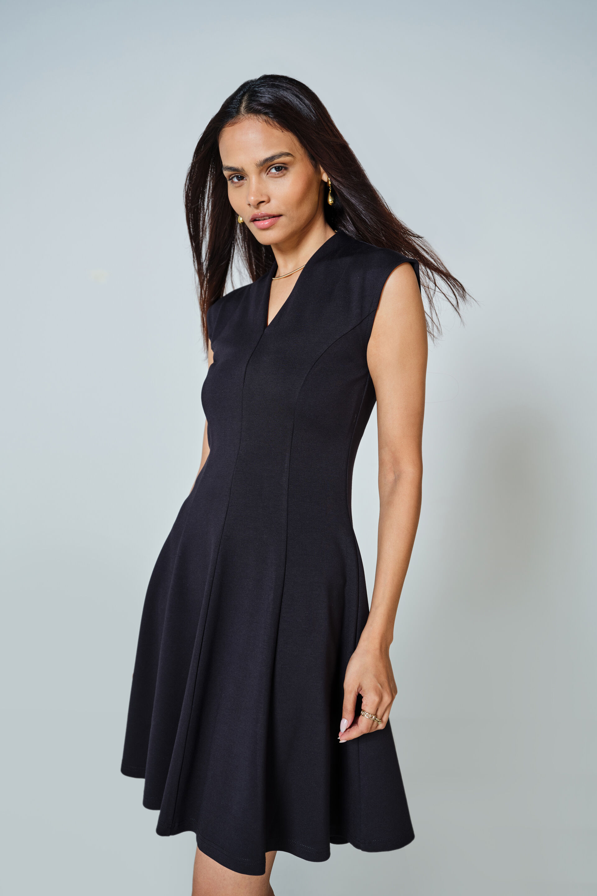 Bella Flounced Dress, Black, image 2