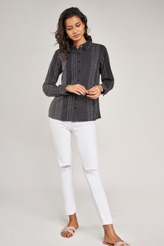 1 - Black Striped A-Line Top, image 1