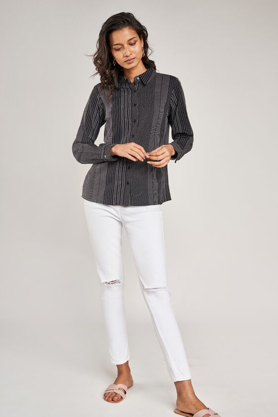 1 - Black Striped A-Line Top, image 1