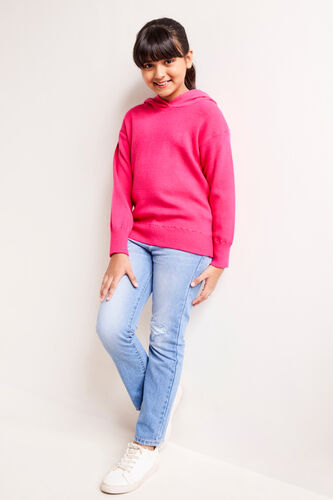 Hot Pink Solid Straight Sweatshirt, Hot Pink, image 1