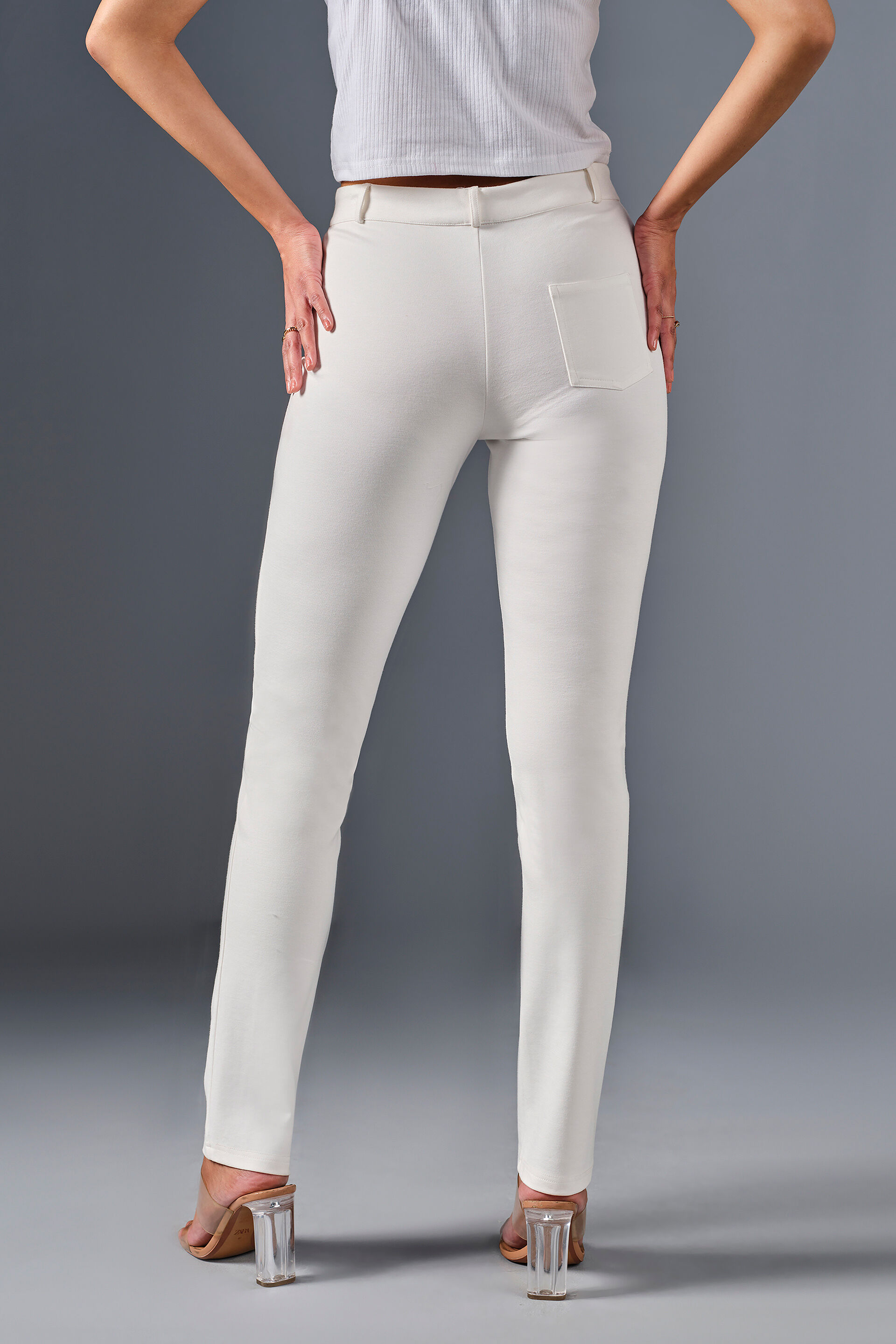 Stay Sleek Cigarette Trousers, White, image 4