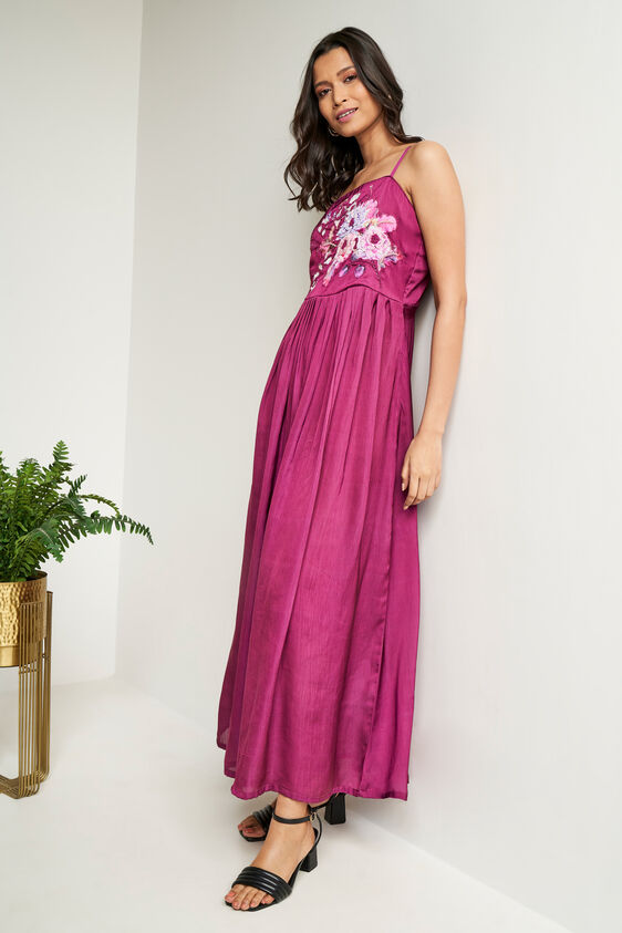 Wine Solid Flared Gown, Wine, image 4