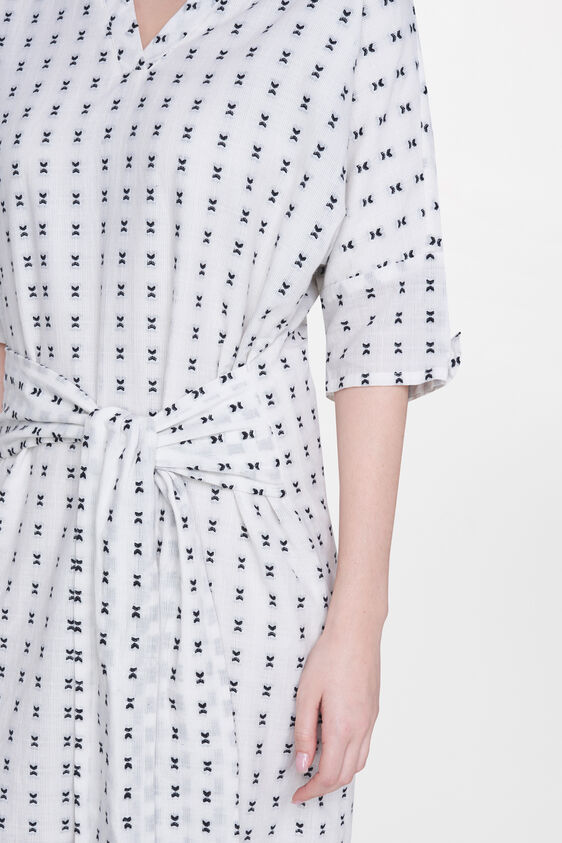 5 - Ecru Polka Dots V-Neck Sleeveless Regular Dress, image 5
