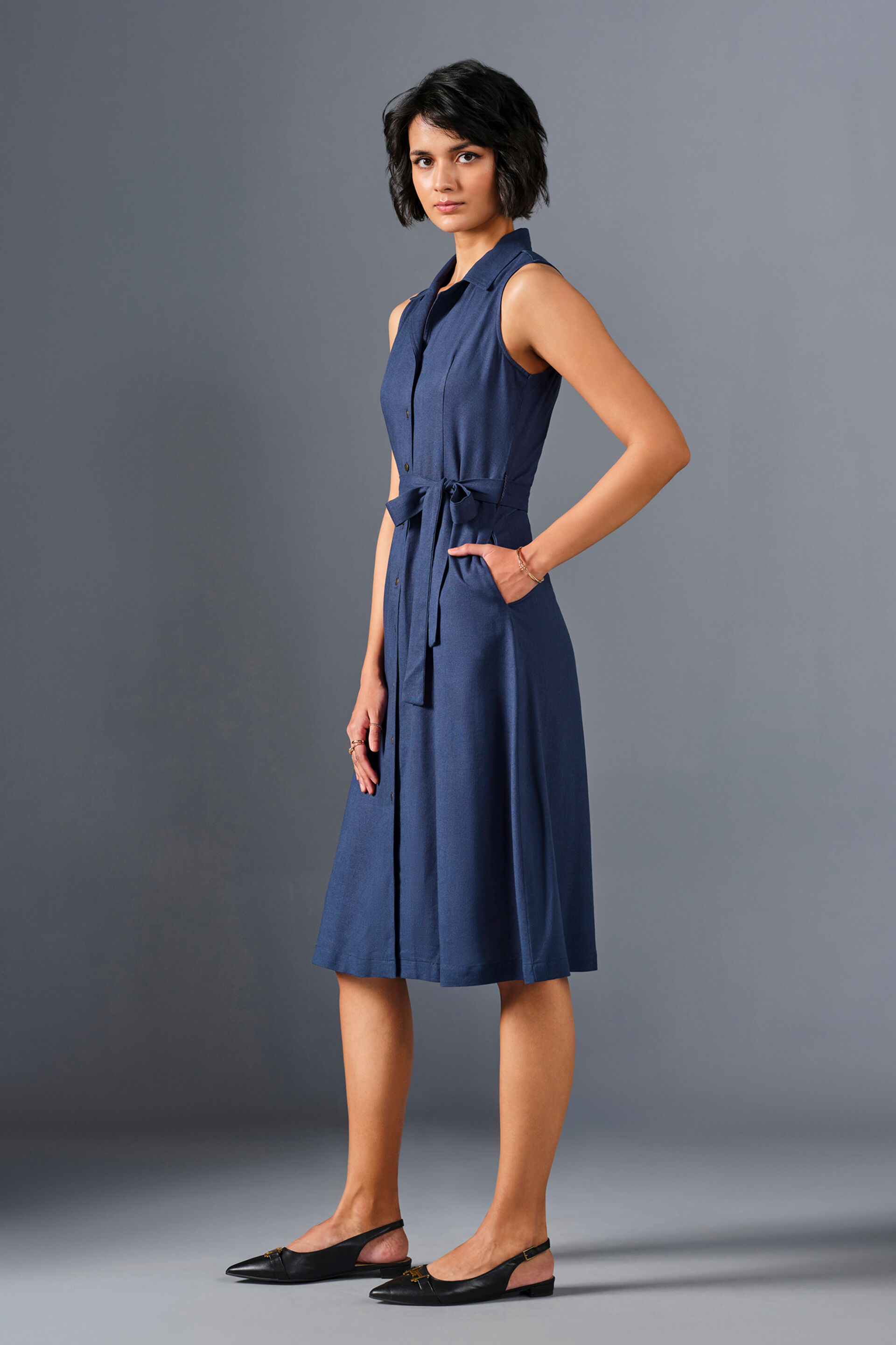 Twilight Viscose Blend Dress, Blue, image 6
