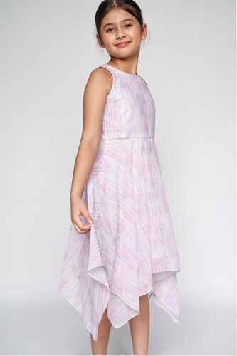 2 - Pink Abstract Printed Asymmetric Dress, image 2